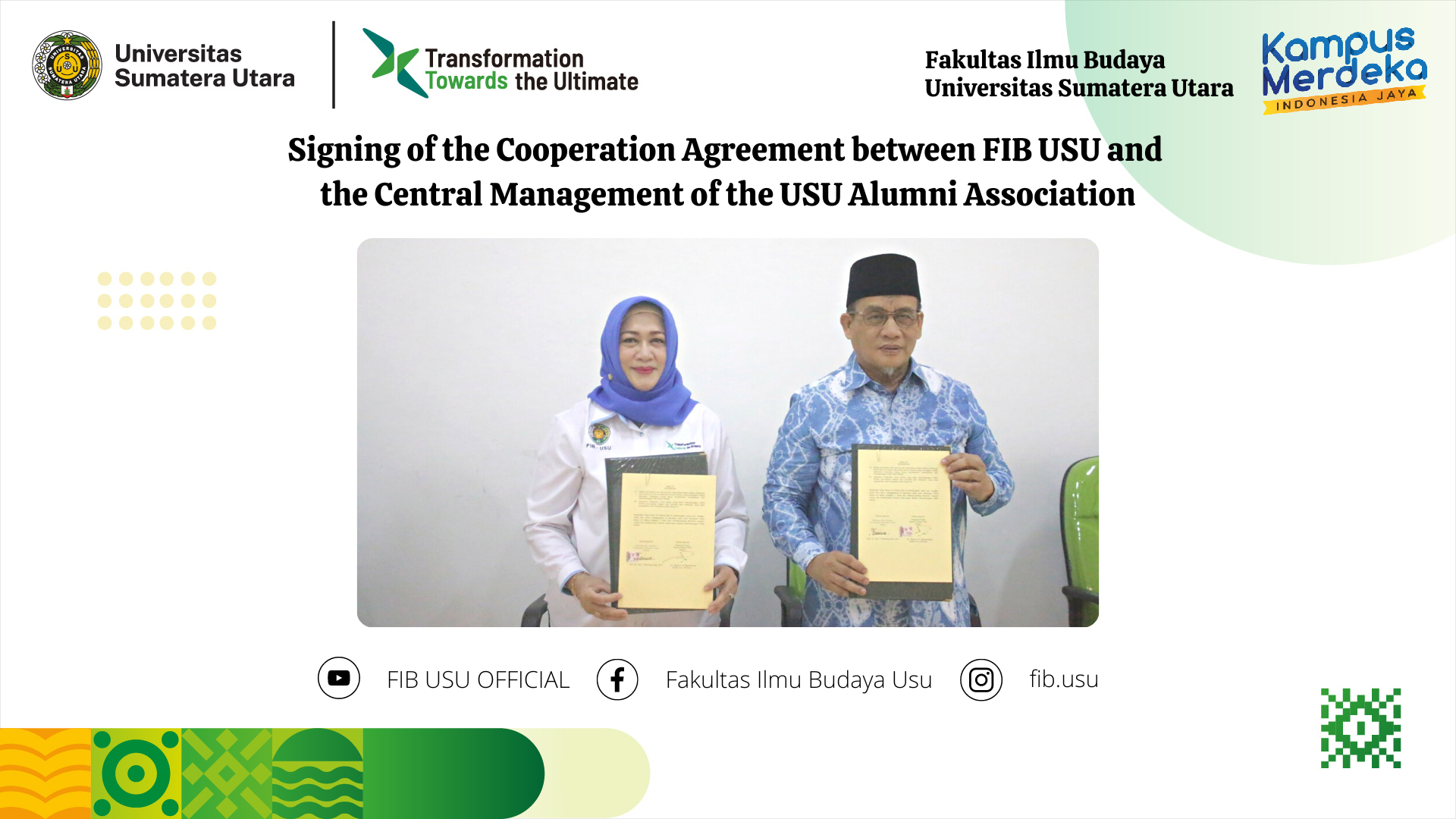 Signing of the Cooperation Agreement between FIB USU and the Central Management of the USU Alumni Association